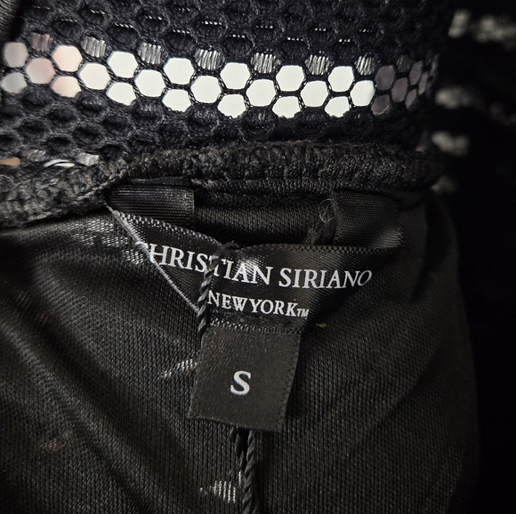 Christian Siriano Black Mesh Stripe Cocktail Dress Nwt Womens Size S Midi - Picture 5 of 12